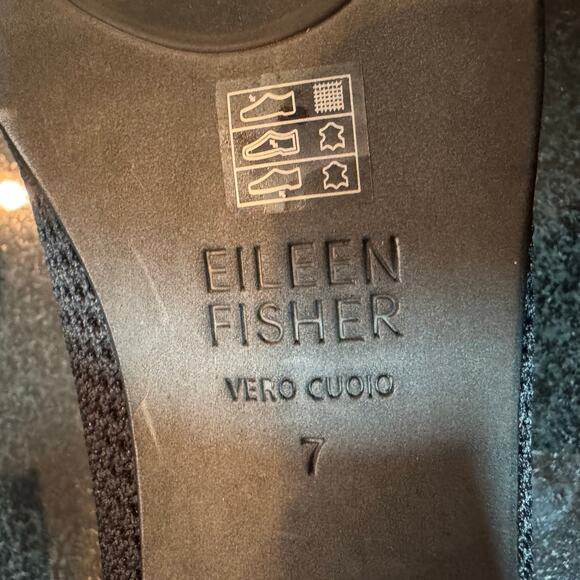 Eileen Fisher Black Gabby Recycled Stretch Knit Block Heel Size 7 Pumps Shoes - Picture 6 of 6